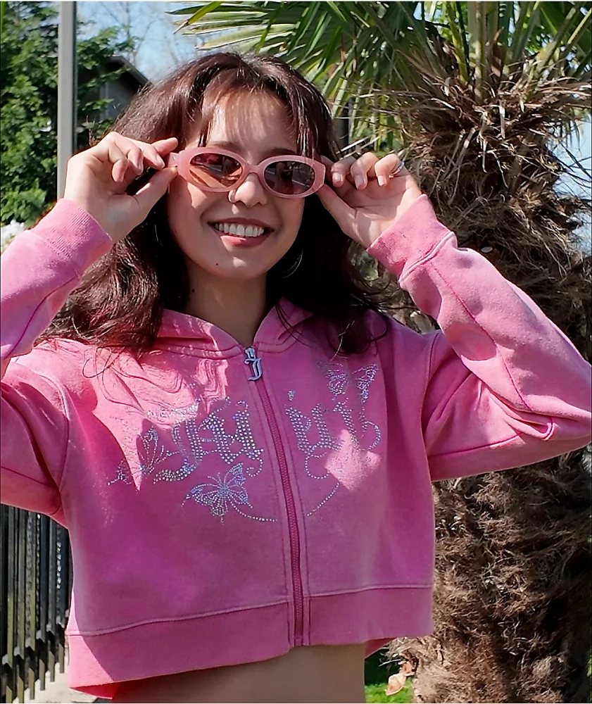 Juicy Couture Pink Lemonade Crop Zip Hoodie | MainPlace Mall