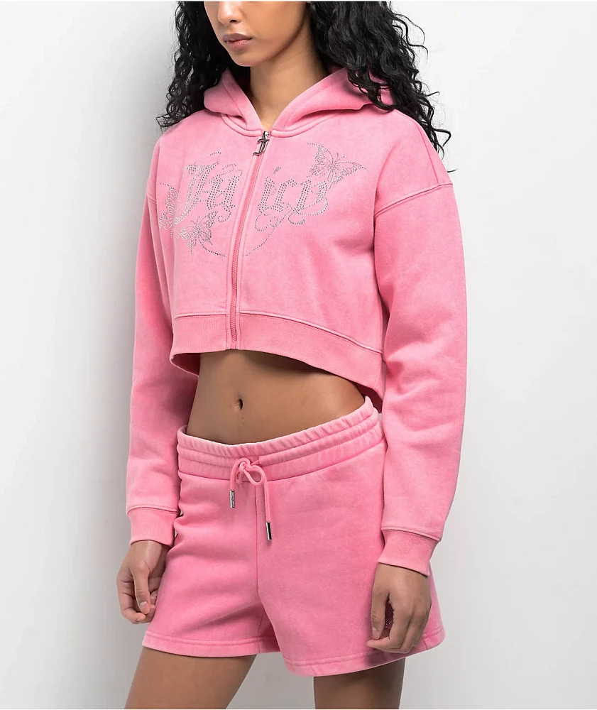 Juicy Couture Pink Lemonade Crop Zip Hoodie | MainPlace Mall