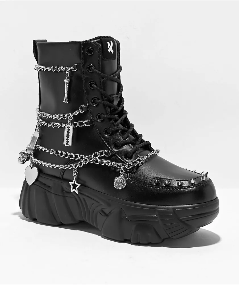 KOI Boned Catch Black Platform Boots Pueblo Mall