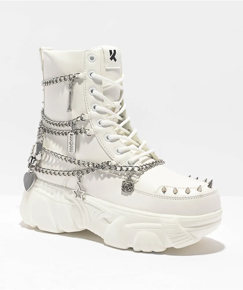 KOI Boned Catch White Platform Boots | Shop Midtown