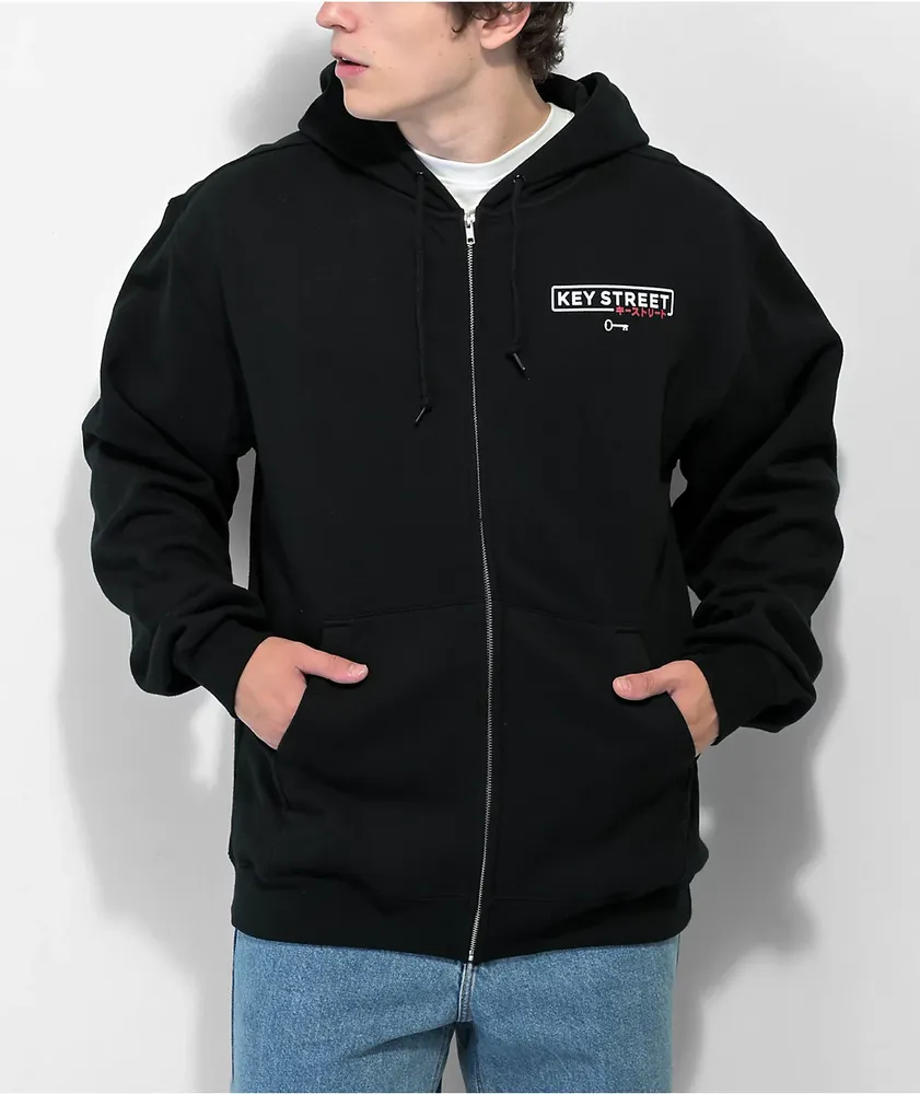 Key Street Old Skool Black Zip Hoodie | Mission Valley
