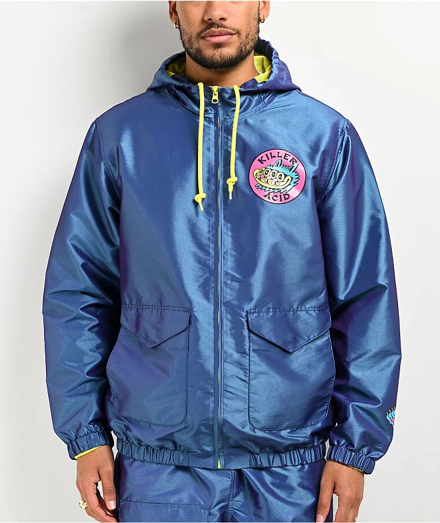 Killer Acid Cat Hologram Blue Windbreaker Jacket | Arden Fair