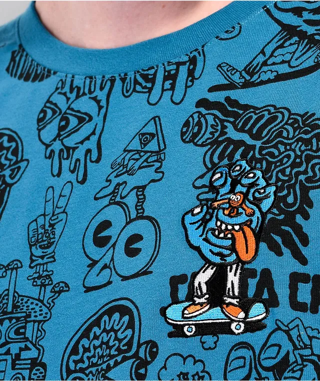 Santa Cruz Skate Killer Acid x Santa Cruz All Over Print Navy T