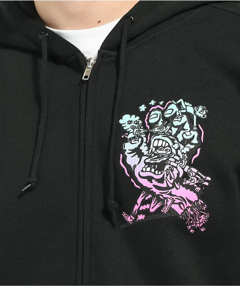 Santa Cruz Skate Killer Acid x Santa Cruz Hand Black Zip Hoodie at