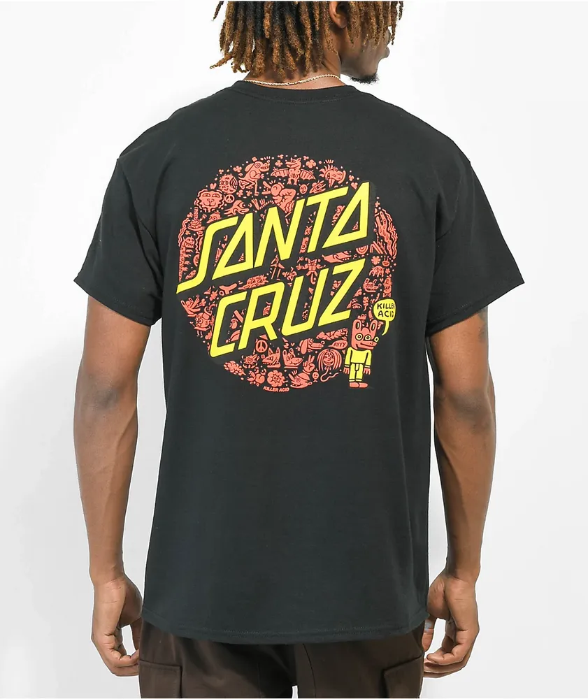Santa Cruz Skate Killer Acid x Santa Cruz Red Dot Black T-Shirt at