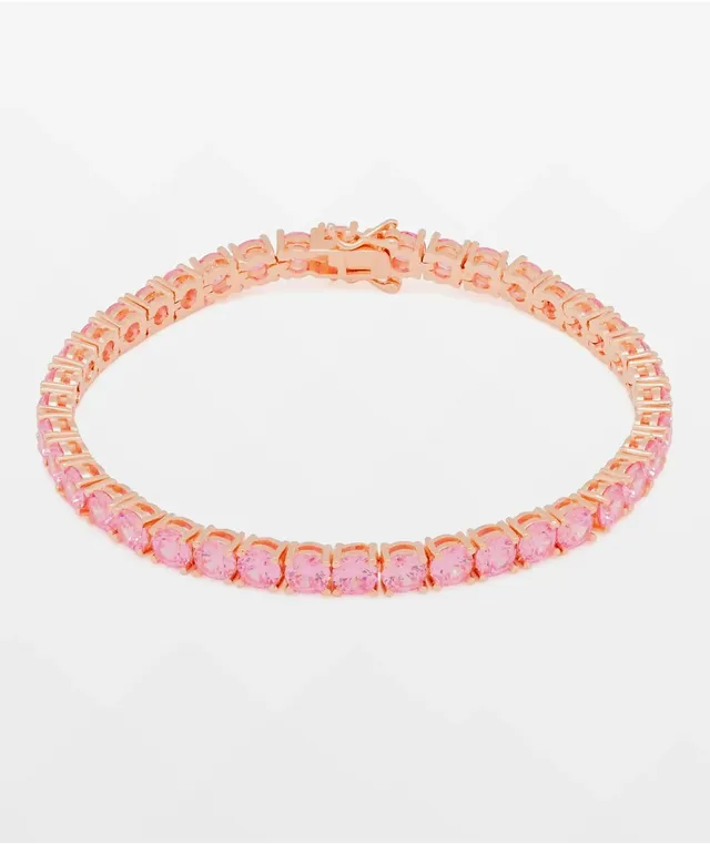 King Ice 5mm Single Row Pink Gold Tennis Bracelet at