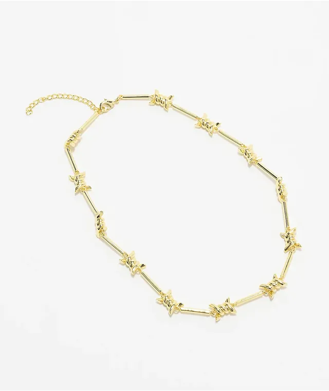 King Ice Barbed Wire Chain Yellow Gold Necklace Hamilton Place