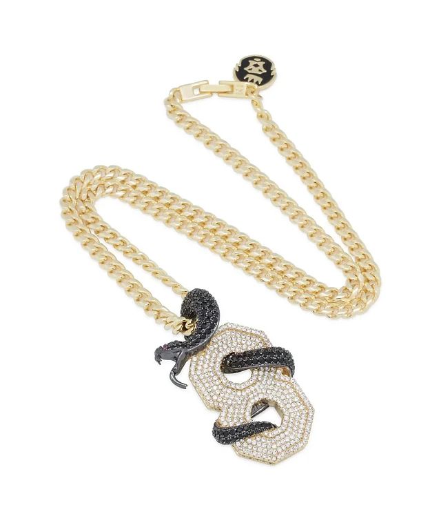 King Ice Black Mamba Number 8 Yellow Gold Necklace at