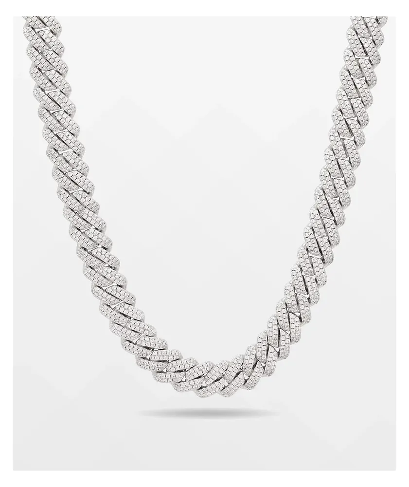 King Ice Iced Diamond Cut 12mm White Gold Miami Cuban Link Chain