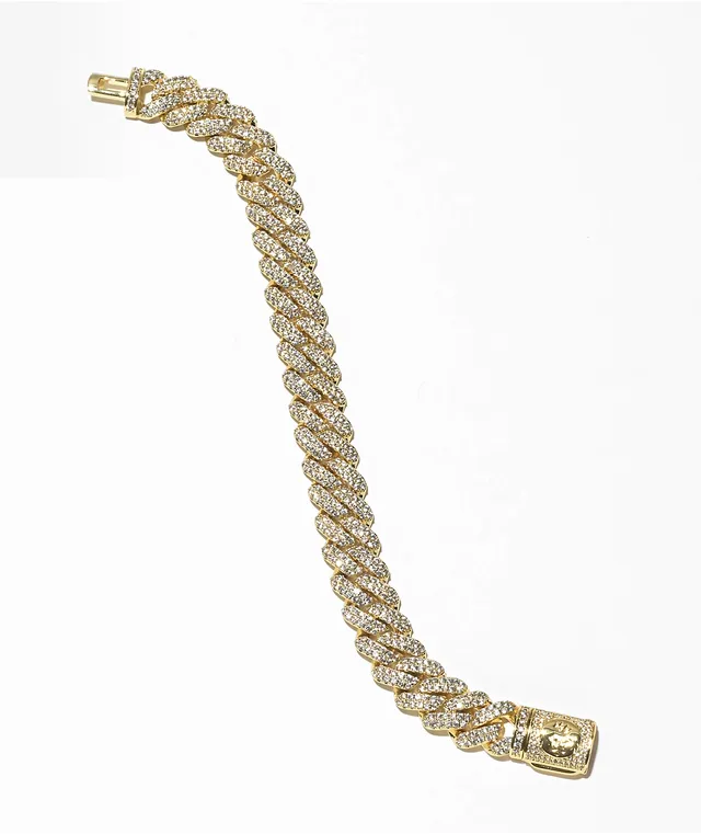 King Ice Iced Diamond Cut Miami Cuban Link 12mm Yellow Gold