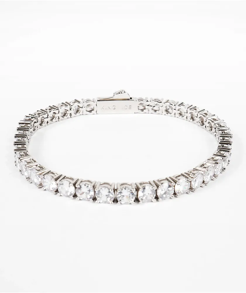 King Ice Single Row 5mm Silver Tennis Bracelet