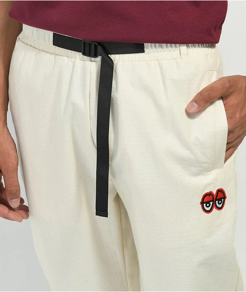 Krooked Eyes White Elastic Waist Pants at Foxvalley Mall in