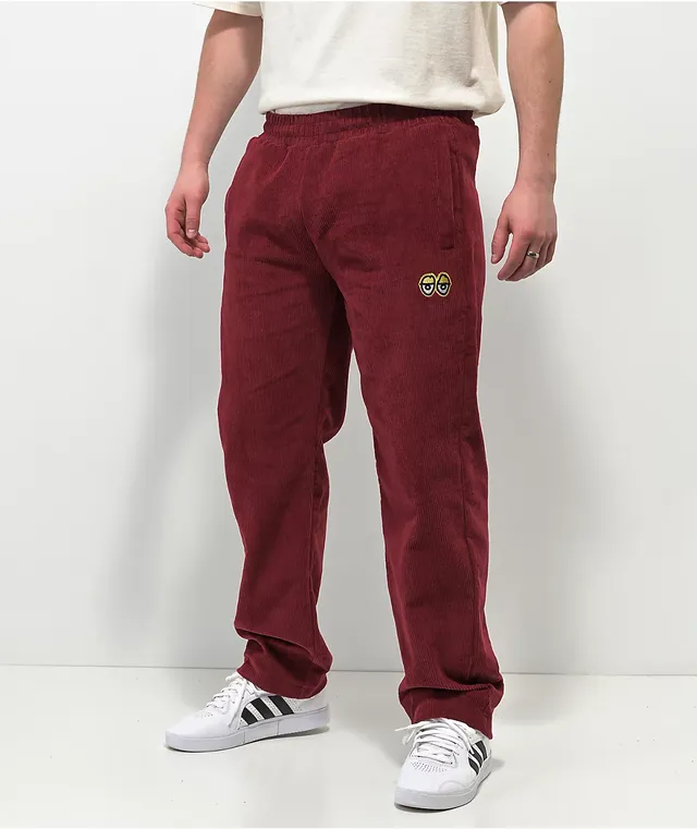 Krooked Kords Burgundy Corduroy Elastic Waist Skate Pants