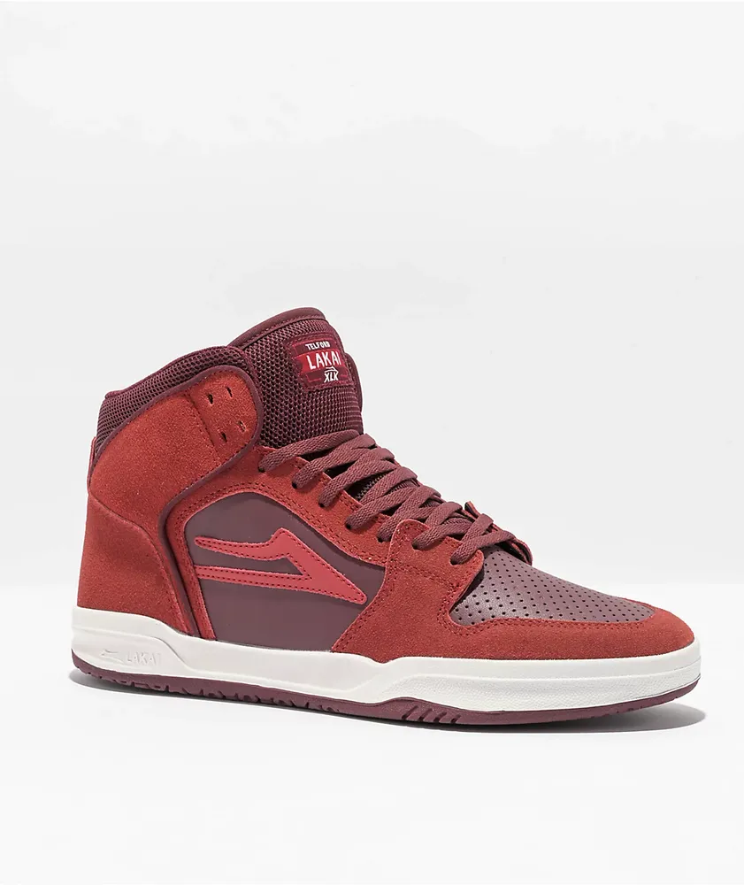 Burgundy top skate shoes