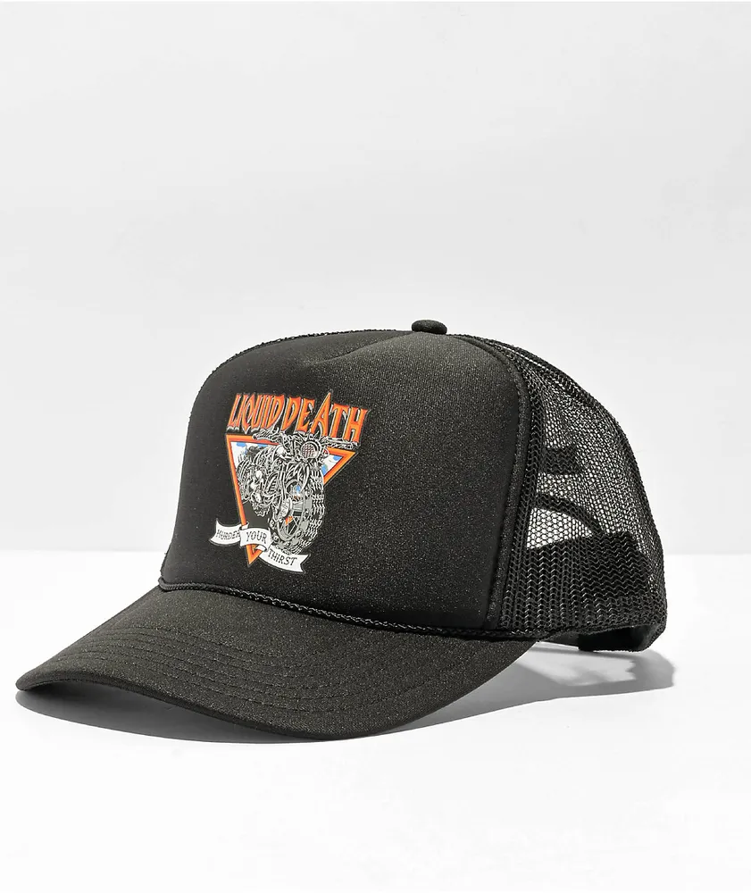 Liquid Death Motorpsycho Black Trucker Hat | Liberty Center