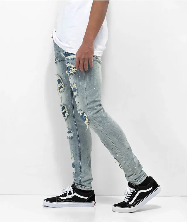 ★WV Project☆RIP OFF WASHED DENIM PANTS★ Peter Straight Distressed Jeans - Light Wash | Fashion Nova