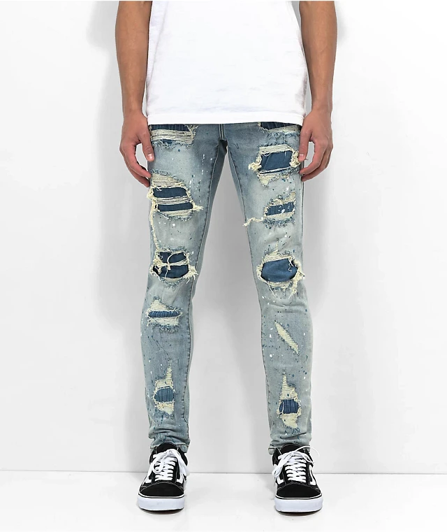 Lost Hills Rip Repair Light Wash Denim Jeans at Foxvalley