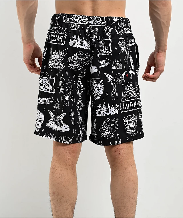 Lurking Class by Sketchy Tank Hotbox Flash Black Board Shorts