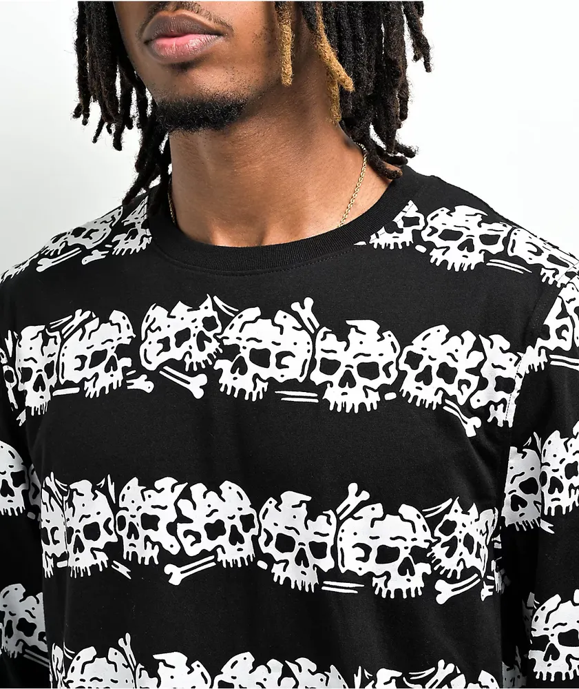 Lurking Class by Sketchy Tank Skull Stripe Black Long Sleeve T