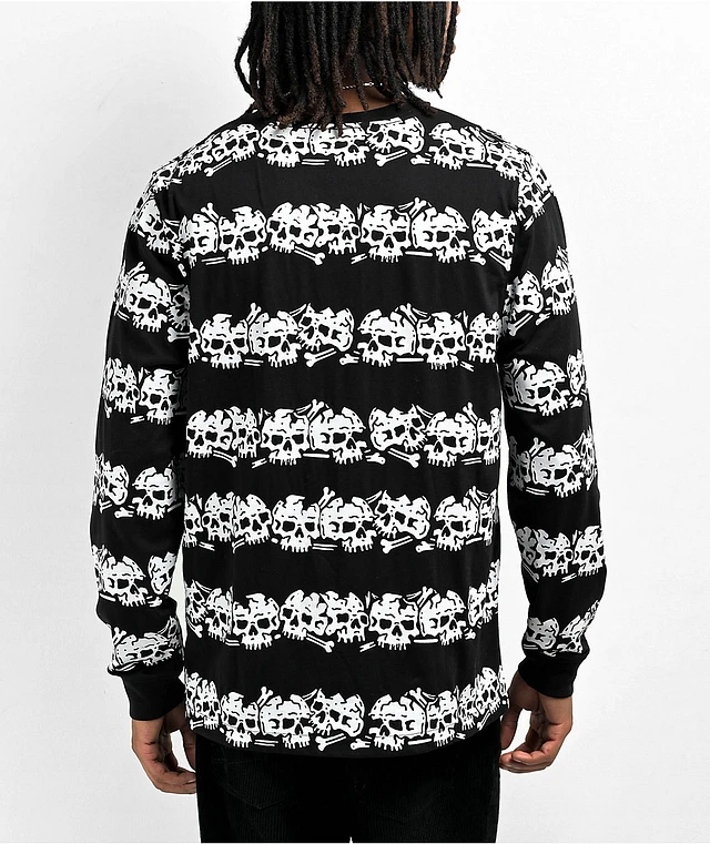 Lurking Class by Sketchy Tank Skull Stripe Black Long Sleeve T