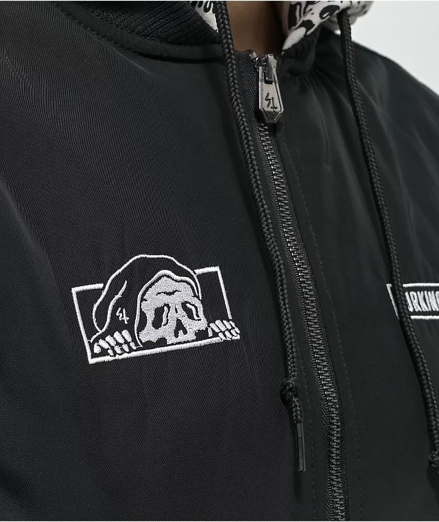Lurking Class by Sketchy Tank Skulls Black Hooded Bomber