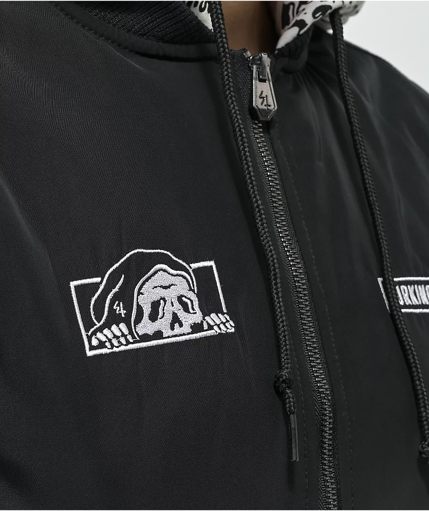 Lurking Class by Sketchy Tank Skulls Black Hooded Bomber Jacket