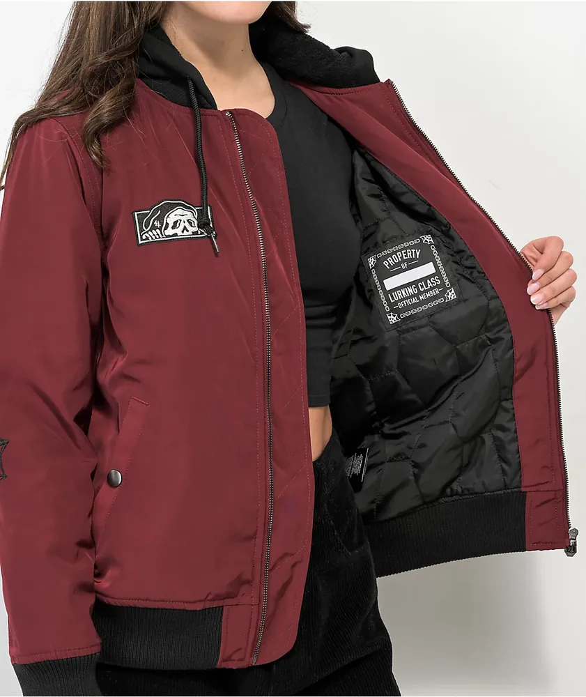 Lurking Class by Sketchy Tank Team Red Hooded Bomber Jacket
