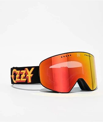 Volcom Garden Gloss Black Red Chrome Snowboard Goggles | Liberty