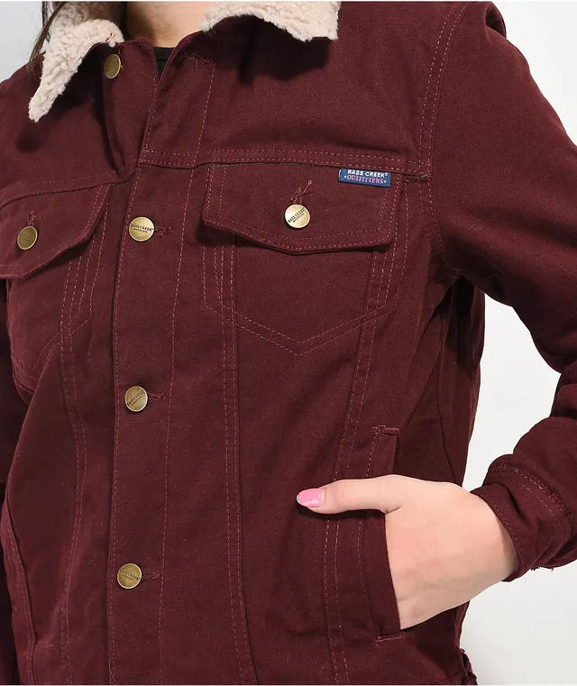 Burgundy cord sherpa lined jacket on sale