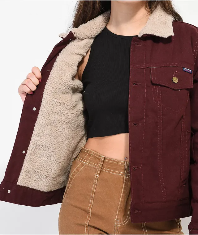 Maroon sherpa jacket store