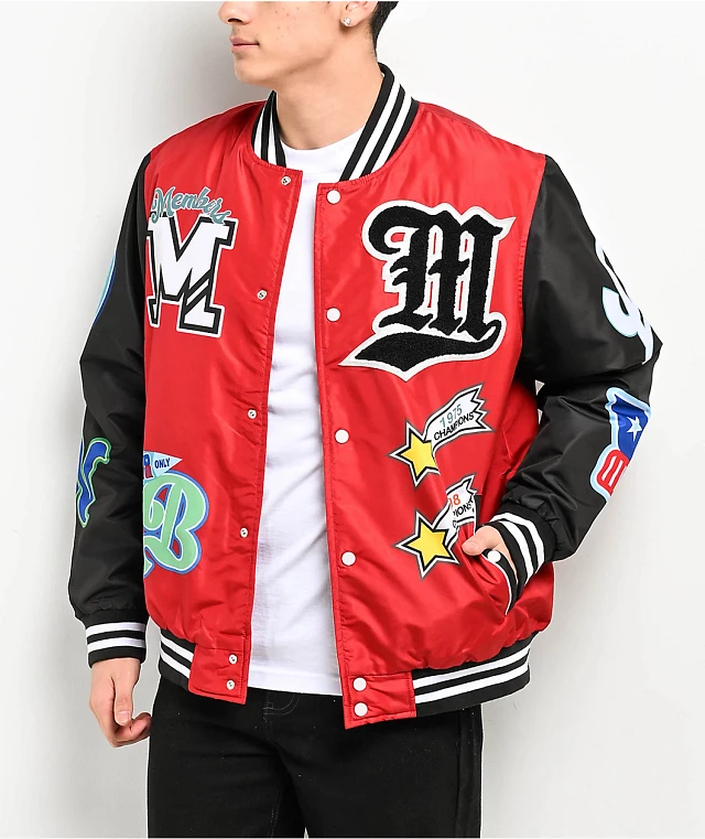 ジャケット・アウター WAREHOUSE LETTERMAN JACKET 2104 Forever 21 Men Embroidered Varsity Letterman Jacket in Black