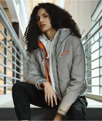 Members only space suit silver reflective pullover jacke online