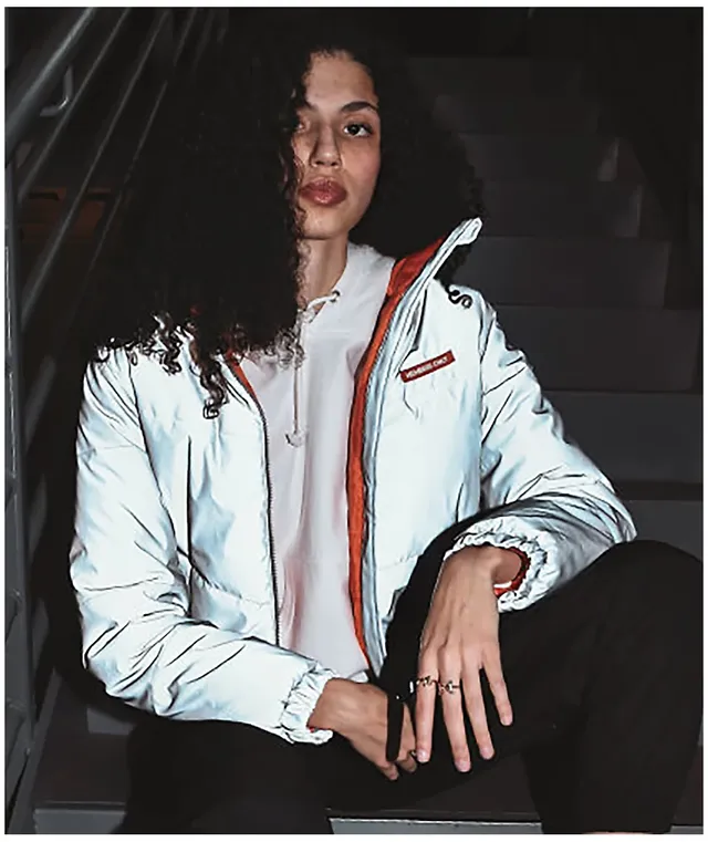 Silver reflective cheap puffer jacket