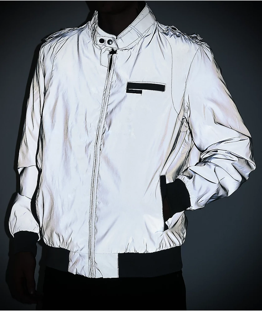 Members Only Iconic Grey Reflective Racer Jacket at