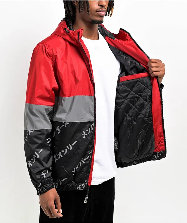 Members Only Kanji Reflective Red Windbreaker Jacket at