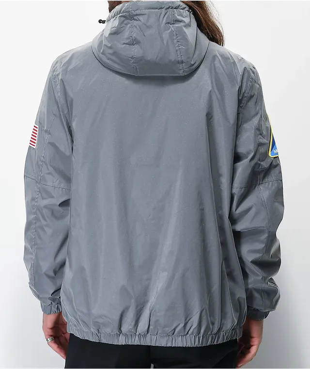 Members Only Space Suit Silver Reflective Pullover Jacket 