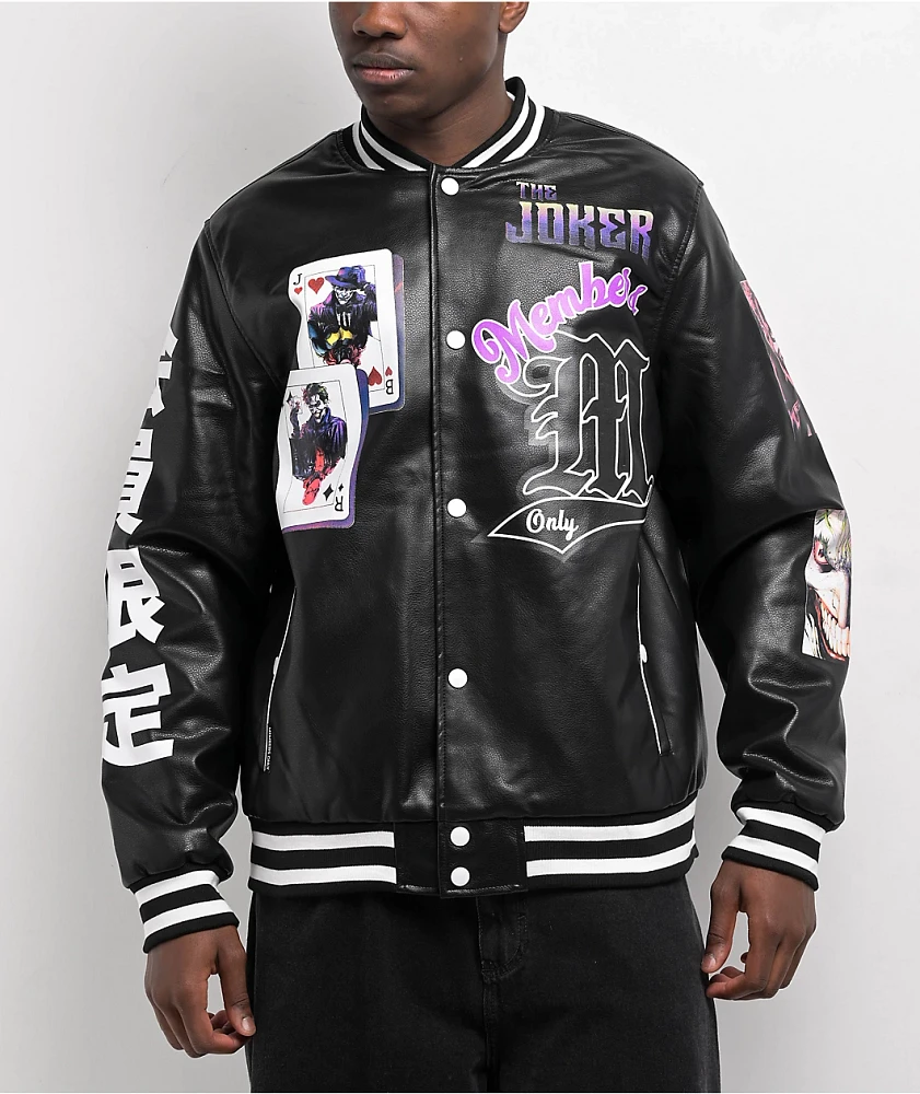 Members Only x Batman Joker Vegan Leather Varsity Jacket