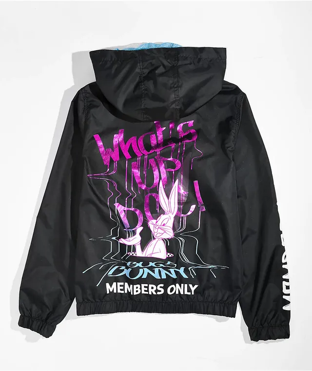 Members Only x Looney Tunes Kids Mash Up Black Windbreaker Jacket 