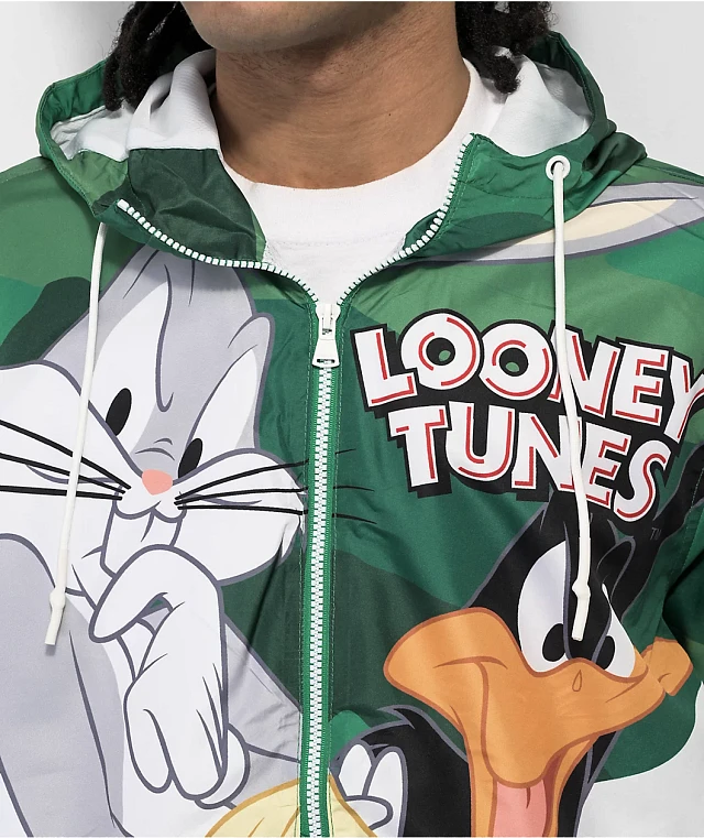 XLARGE Looney Tunes 迷彩ジャケット L Vintage 90s Looney Tunes Daffy Duck Leather Warner Bros