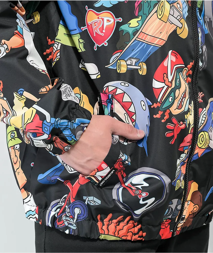 Members Only x Nicklodeon Rocket Power Black Windbreaker Jacket