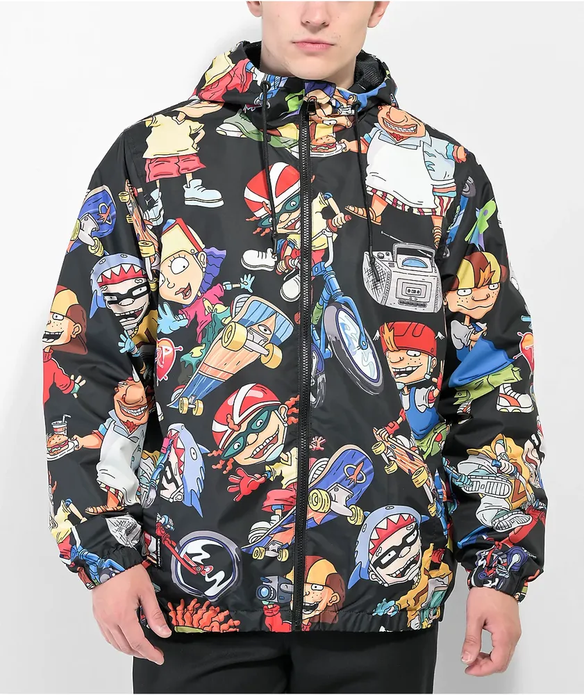 Members Only x Nicklodeon Rocket Power Black Windbreaker Jacket 