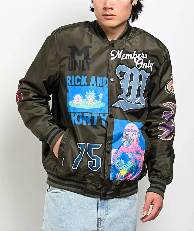 Members Only x Rick and Morty Brown Varsity Jacket at Foxvalley