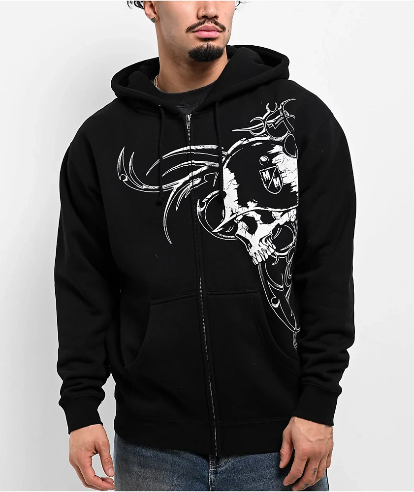 Metal Mulisha War Paint Black Zip Hoodie | MainPlace Mall