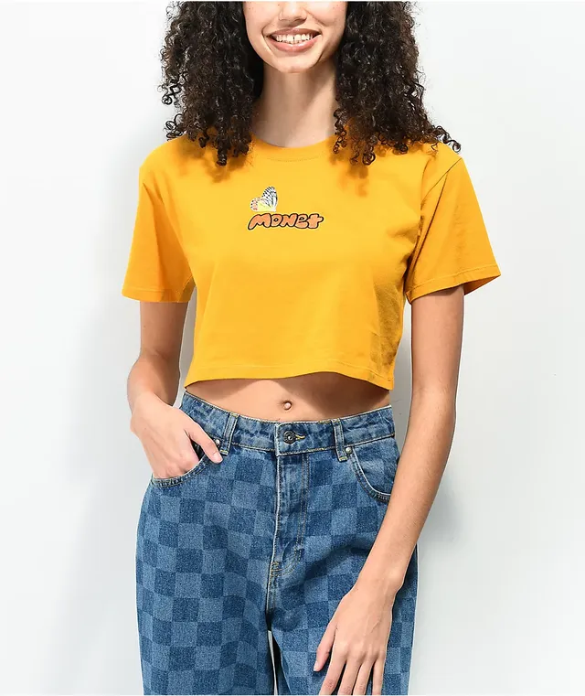 Monet Bea Butterfly Yellow Crop T Shirt Hamilton Place