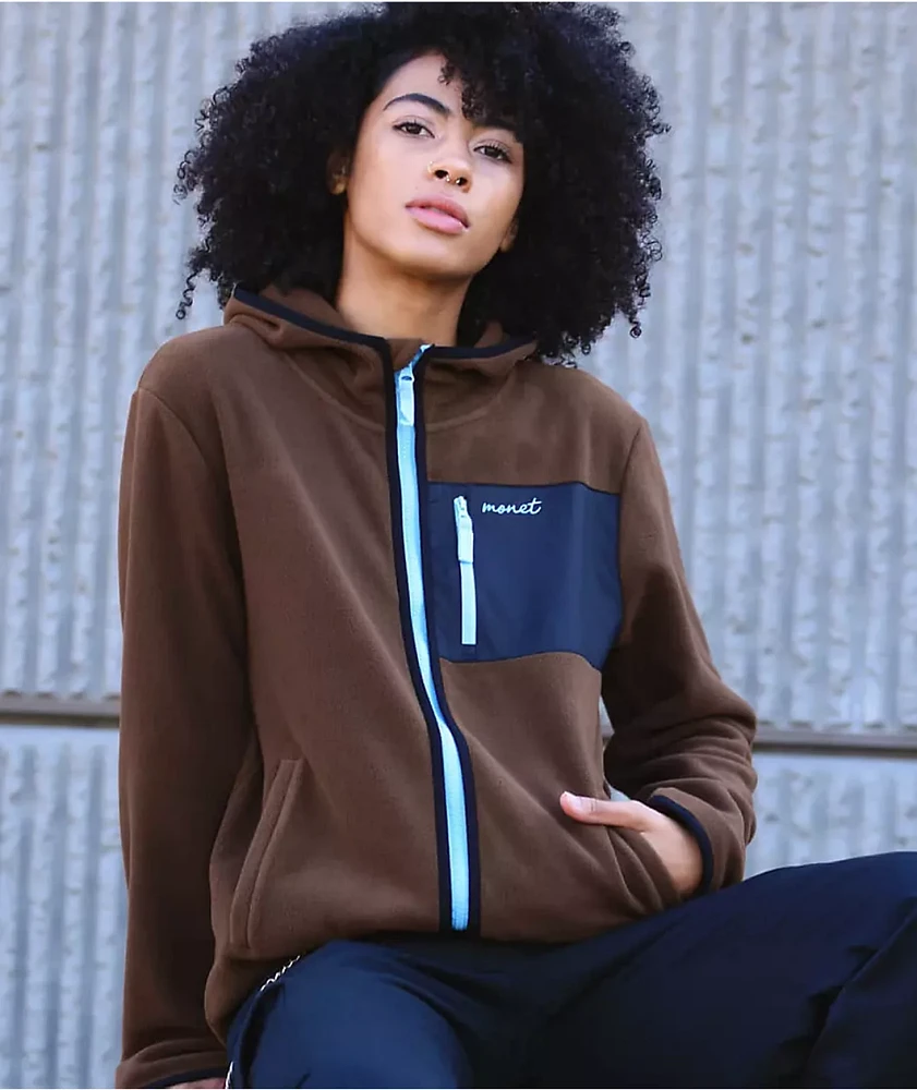 Obey Monet Tobey Brown Fleece Zip Jacket at Hamilton Place in