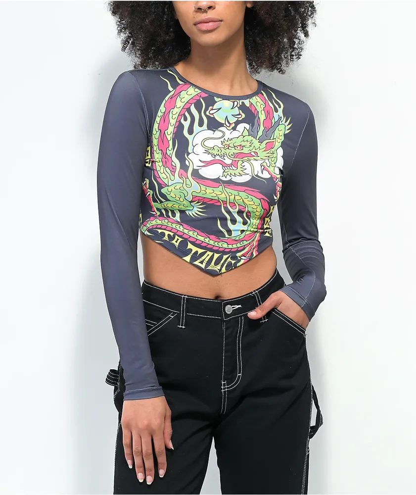 NGOrder Dragon Dark Grey Open Back Crop Top CoolSprings Galleria