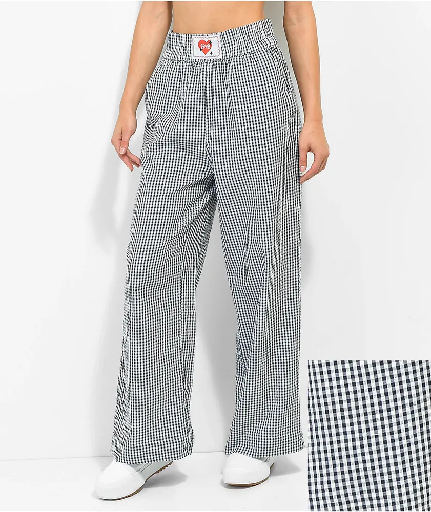 Black and white checkered chef pants on sale