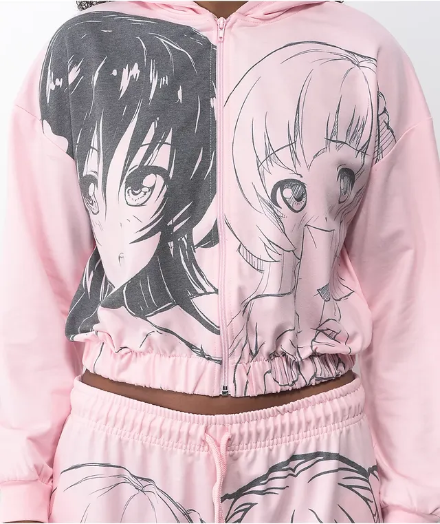 NGOrder Manga Anime Pink Crop Hoodie