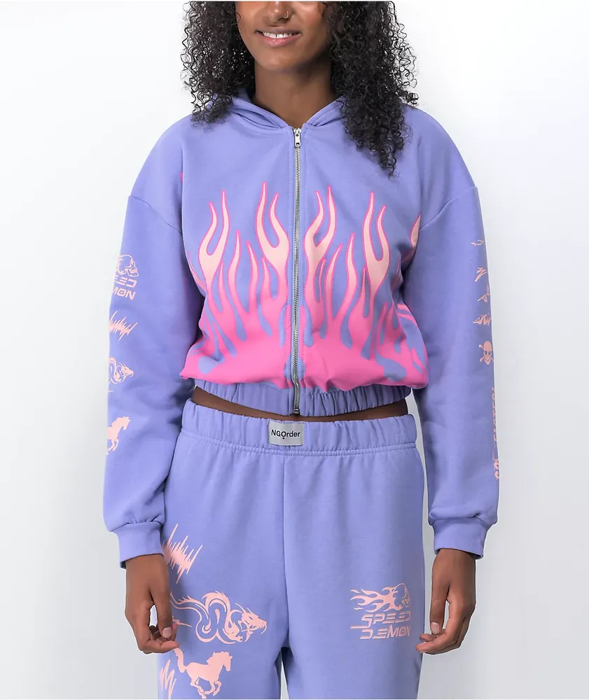 Purple best sale crop hoodie