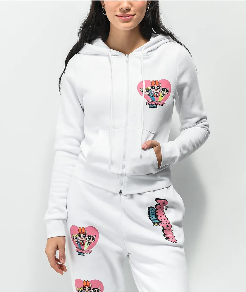 NGOrder x Powerpuff Girls White Crop Zip Hoodie Hamilton Place